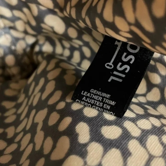 Fossil White Blue Orange Flower Purple Tote Bag Leather Trim 💜 - Picture 7 of 10